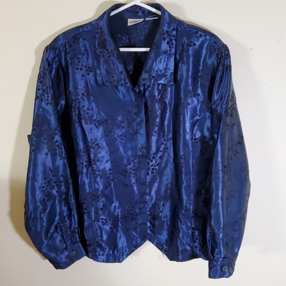 Liz Baker Floral Long Sleeve Satin Blouse Chest pit-pit 27" Size tag removed